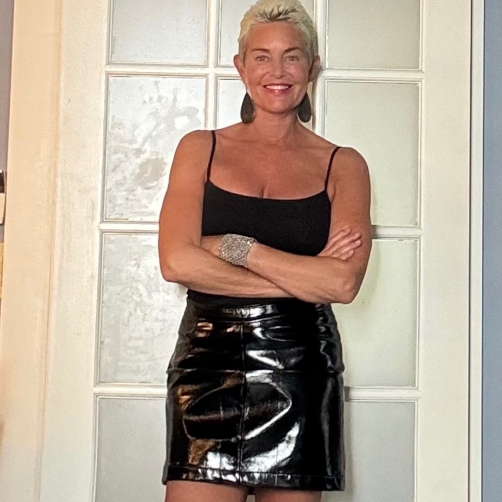 Shinestar Faux Patent Leather Mini Skirt